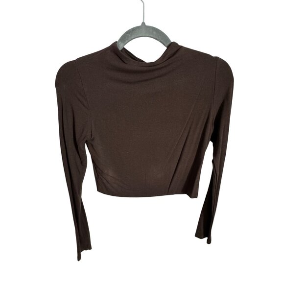 Naked‎ Wardrobe Brown Long Sleeve Crop Top Large - Picture 2 of 6